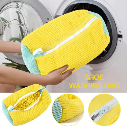 Shoe Washing Bag Cotton Laundry Bag with Zipper Closure, Sturdy Cleaning Bag for Shoes, Travel-Friendly Drying Bags