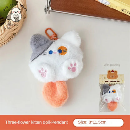 Cat Plush Keychain Cute Rabbit Fur Bag Charm Gift Decor