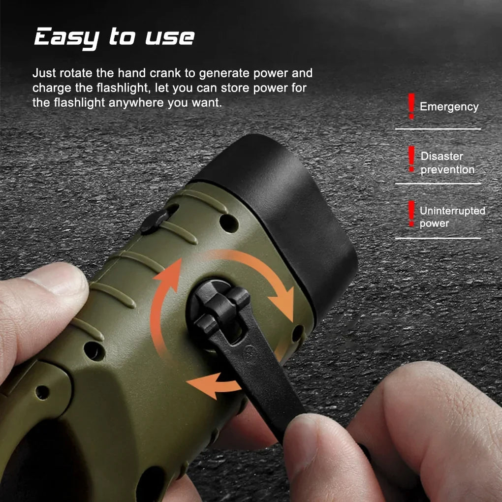 Travel-Friendly LED Flashlight Tent Light Hand Crank Solar Torch - Outdoor Camping Hiking Emergency Lantern