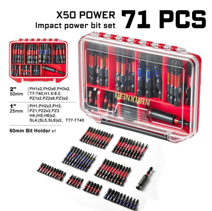 Impact Screwdriver Bits Kit Magnetic Case S2 Alloy Steel 50 to 79 Pcs with Bit Holder and Nut Driver Fall 2025 Gift