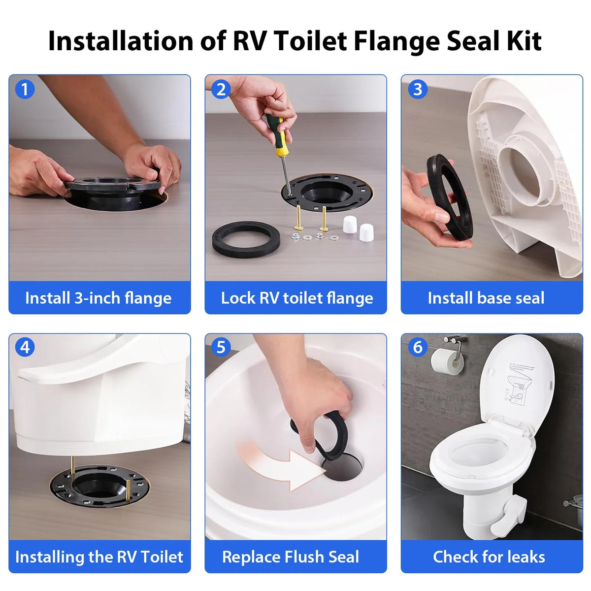 RV Toilet Seal Kit 3-Inch Flange Replacement for 300/310/320 RV Toilets Fall 2026 Simple Install Sturdy ABS