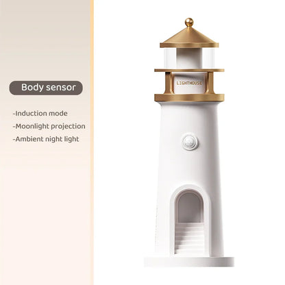 Projection Moon Light Lighthouse Desktop Night Lamp Dimmable Bluetooth Speaker Motion Sensor Holiday 2025 Gift
