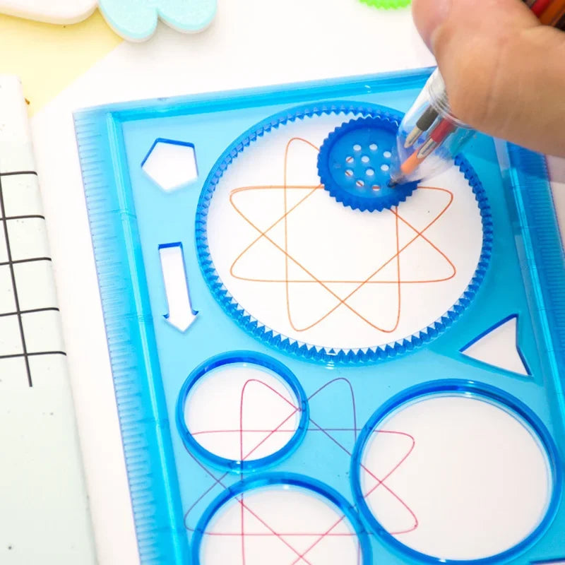 Creative Kids Geometry Spirograph Stencils Kit - 4 Flower Drawing Templates, Educational Art Tools for School Supplies in Vibrant Colors