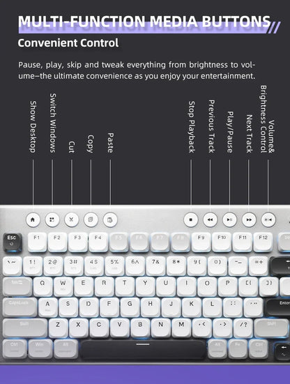 Cordless Low Profile Mechanical Keyboard 98 Keys PBT