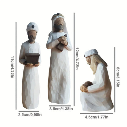 Nativity Figurines Kit Handcrafted Resin Three Wise Men Nativity Scene Christmas Decor Gift