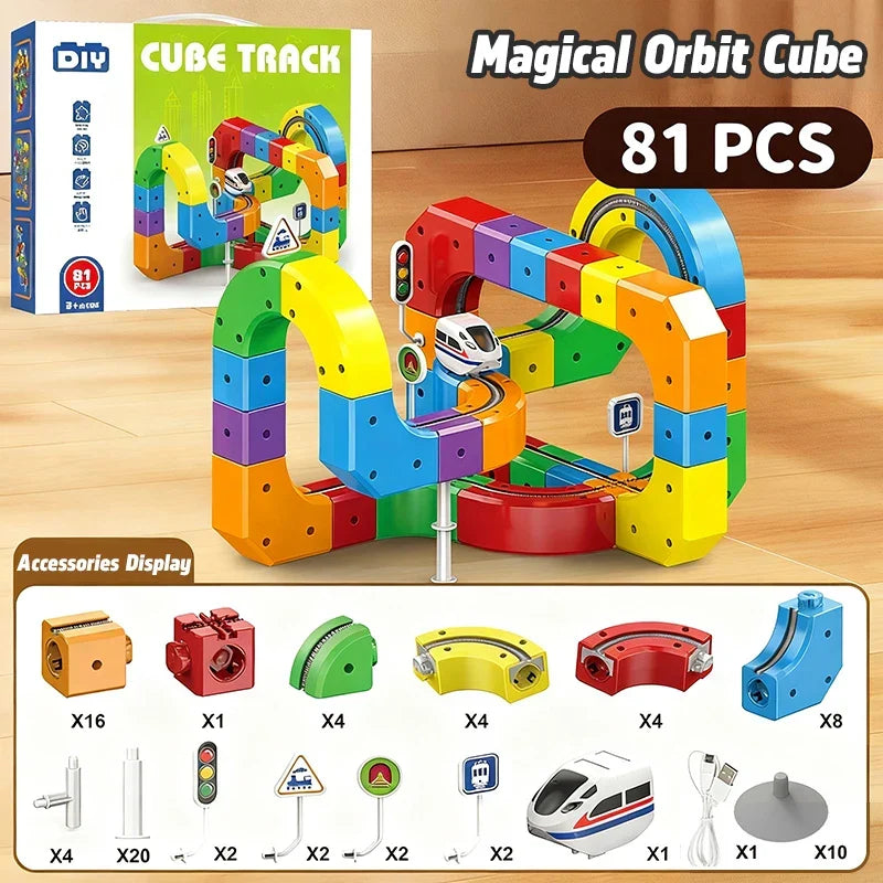 Magnetic2025 Edition Building Kit 81 Pieces Track Puzzle With Train STEM Educational Toy Christmas Gift