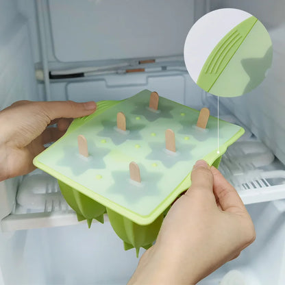 6-Hole Silicone Popsicle Molds for Homemade Ice Cream, Simple Release Ice Pop Maker with Cover and Sticks