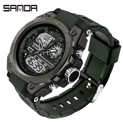 Sports Digital Watch Dual Display LED Military Style Rugged Watch Fall 2026 Water Resistant