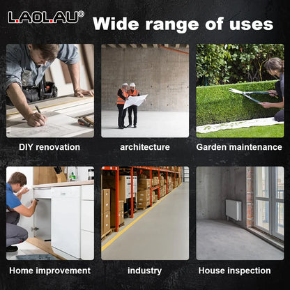 Type-C Battery-Powered Class II Laser Auto-Lock Device 2026 – LAOLAU 2-in-1 Laser Tape Measure 5M/16FT