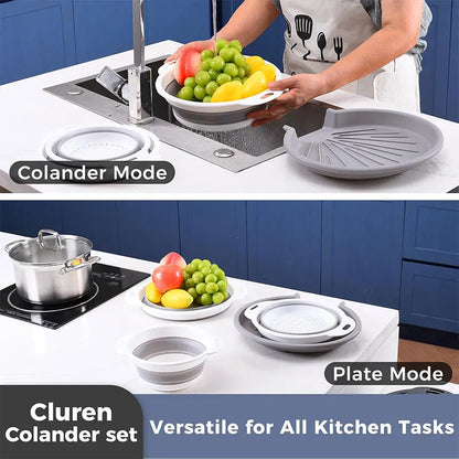 Foldable Colander Kit Self-Draining Over Sink Kitchen Strainer Spring 2026 Simple Storage