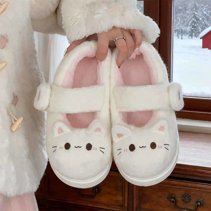 Plush Women’s Cat Slippers - Cat-Face Design, Plush Lining, Cozy Indoor Lounging