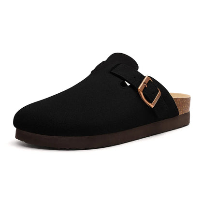 Unisex Suede Footbed Clogs – Comfort Cork Slide Sandals