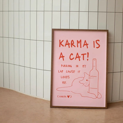Black Cat Wall Art Red Orange Canvas Print Water-Resistant
