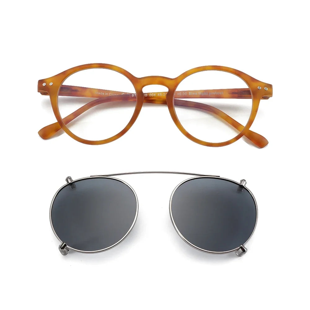 Clip2026 Edition On Sunglasses Retro Round Frames Anti Blue Light Polarizing Clip Ons Summer