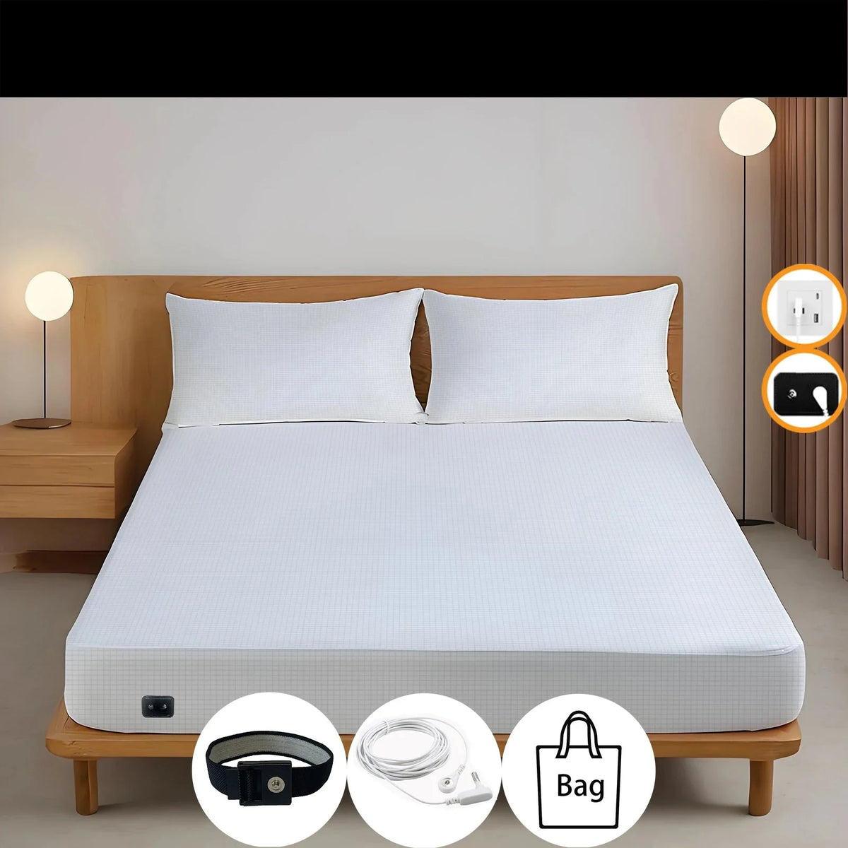Silver Earthing Fiber Fitted Sheet Anti Static Grounding