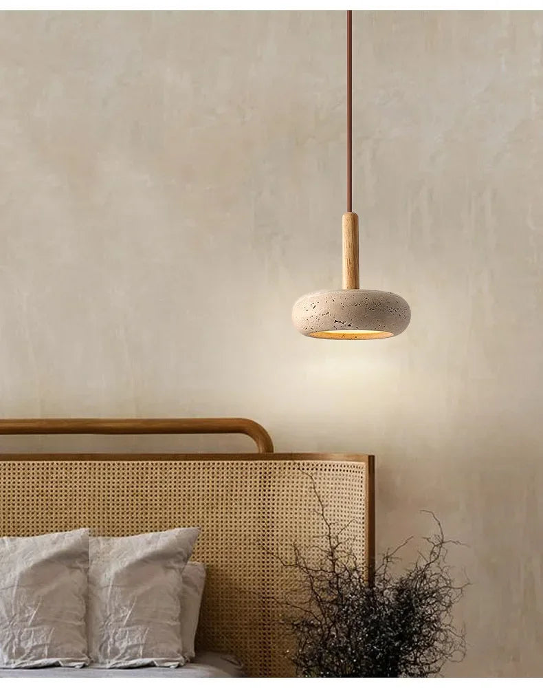 LED Japandi Pendant Lamp Yellow Stone Wabi Sabi Ambient Design