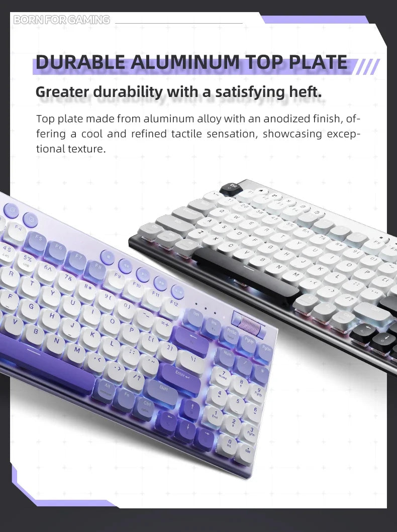 Cordless Low Profile Mechanical Keyboard 98 Keys PBT