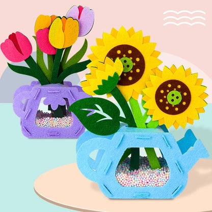 Handmade Montessori Flower Craft Kit - DIY Colorful Flowerpot Toys for Kids, Creative Early Learning Gift