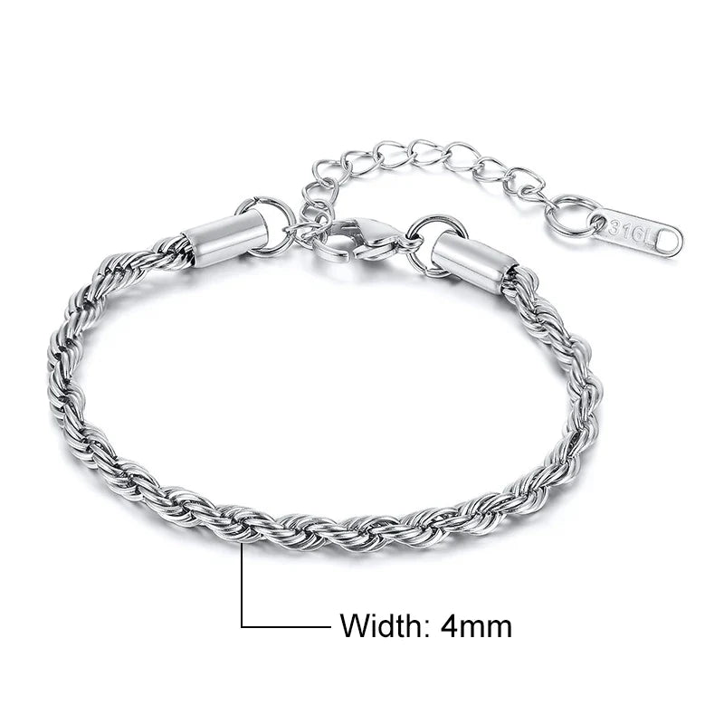 Steel Stainless Rope Chain Bracelet Twisted Singapore