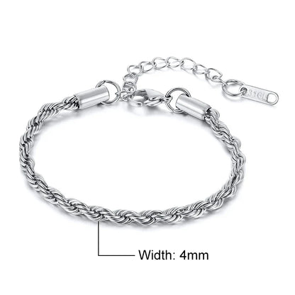 Steel Stainless Rope Chain Bracelet Twisted Singapore