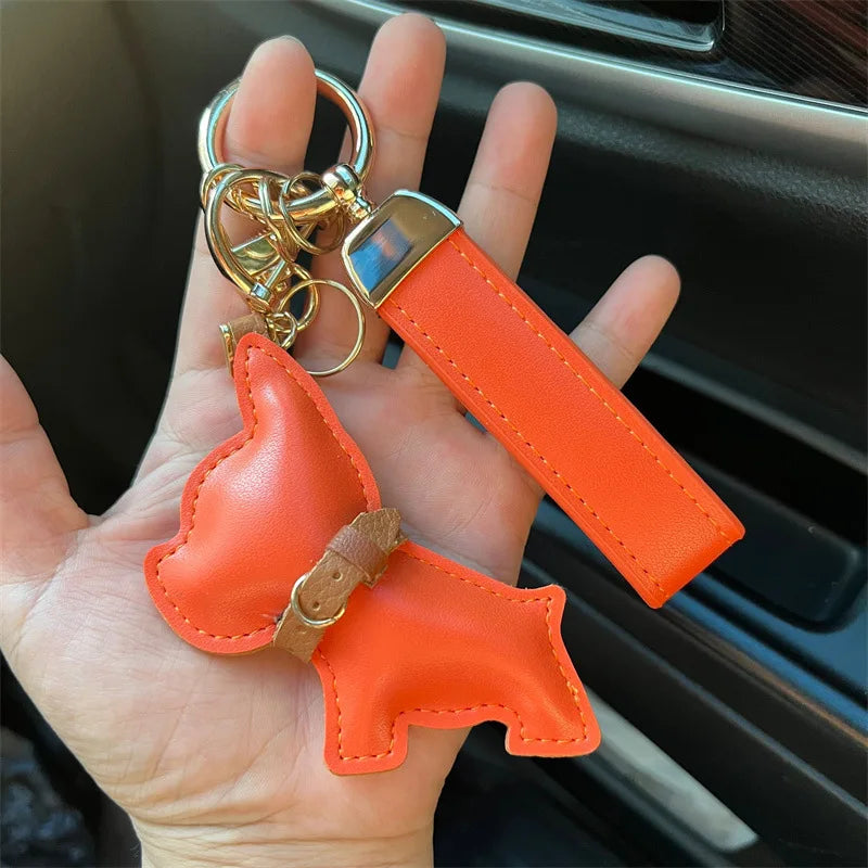 Dog Leather Keychain Car Charm Bag Hanging Accessory
