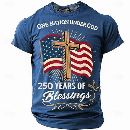 Plush unisex graphic tee - distressed flag print, 250-year design, durable cotton, casual everyday wear