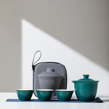 Travel-Friendly Ceramic Travel Tea Kit With Case Gift Kit