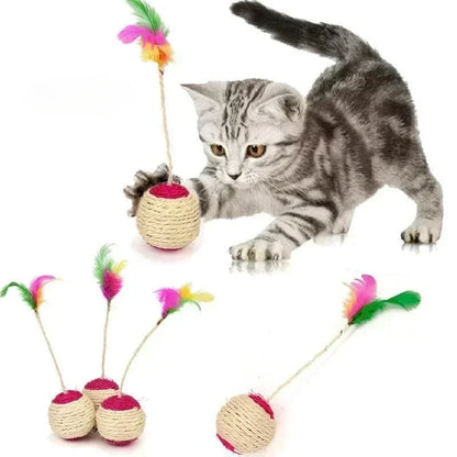 Sisal 1Pc Scratching Ball Cat Toy - Interactive Training Toy for Kittens