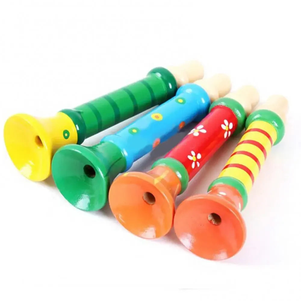 Trumpet Wooden Toy Horn Whistle - Musical Instrument for Kids, Early Educational Montessori Sound Training