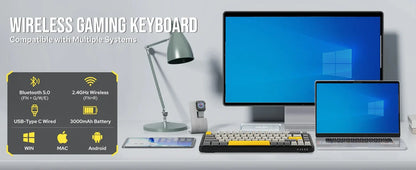 Mechanical Keyboard 68Key Cordless Bluetooth RGB Hall Effect