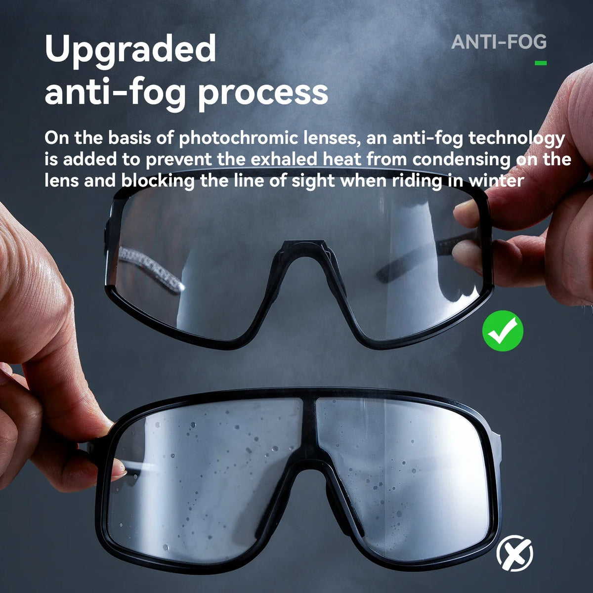 Cycling Sunglasses Polarized UV400 Anti-Fog Photochromic Outdoor Eyewear All-Season Anti-Slip Unisex