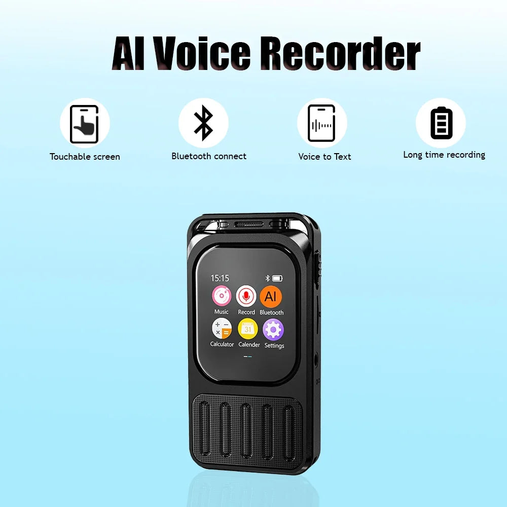 Voice AI Recorder Bluetooth Touchscreen 79H Battery 1200mAh