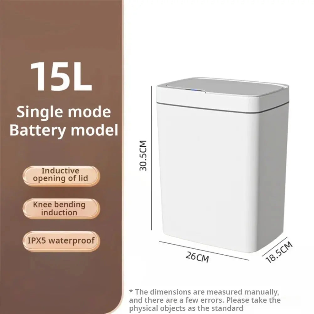Touchless Smart Sensor Trash Can 15L Water-Resistant Automatic
