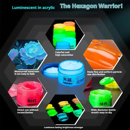 Glow2026 Edition In The Dark Pigment - Luminous Fluorescent Acrylic Paint Kit for DIY Graffiti, Bags and Shoes - TikTok Viral