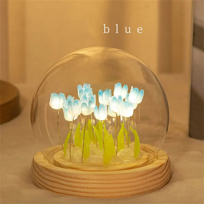 Handmade LED Tulip Flower Night Light - DIY Decorative Lamp for Bedroom, A Great Valentine's Day Gift