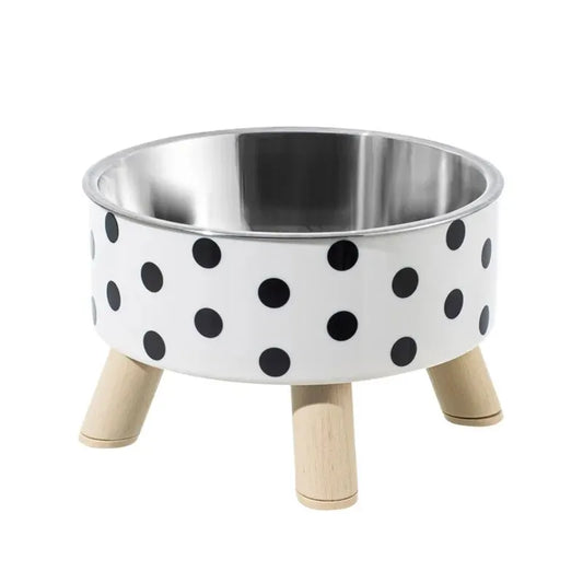 A Cat Bowl For Cats And Dogs - Tall Polka-Dot Stainless Steel Bowl, Anti-Overturn Design, Great for Drinking Water and Food