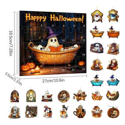 Countdown Halloween Calendar 24 Acrylic Ghosts Decor