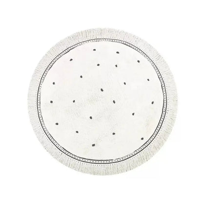 Round Fluffy Rug Tassel Nursery Play Mat Cozy Fall 2025 Plush Circle Bedroom Rug Plush Play Surface