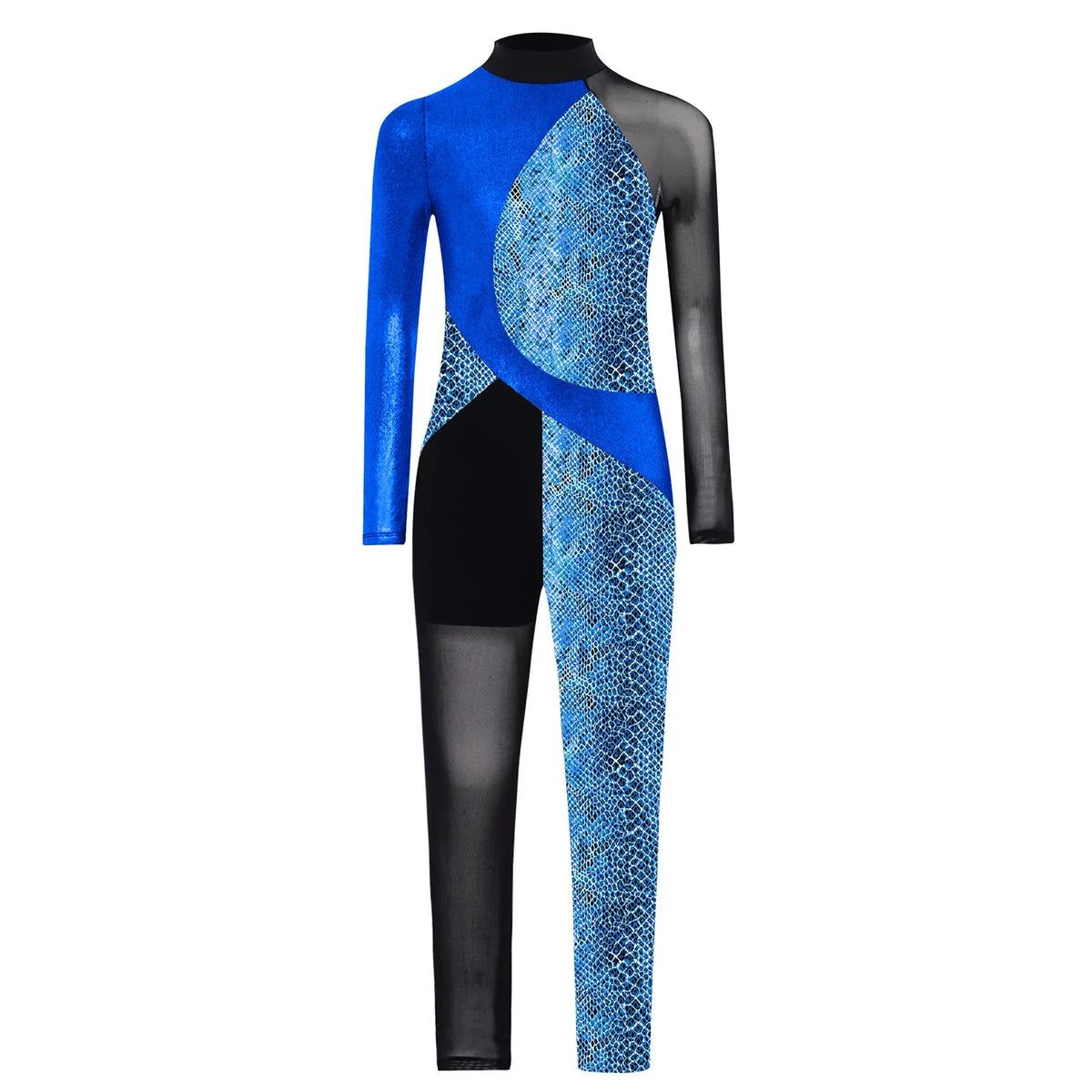 Long Sleeve, Snakeskin, Polyester, Nylon, Elastane, For Ballet, Rhythmic Gymnastics – Stretchy Girls Unitard