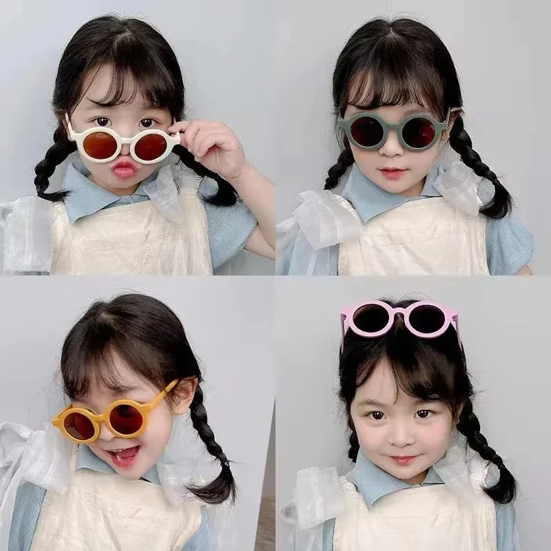 Kids Sunglasses Round Frame Anti-UV400 for 1-7 Year Olds, Children's Sun Protection, Trendy Design