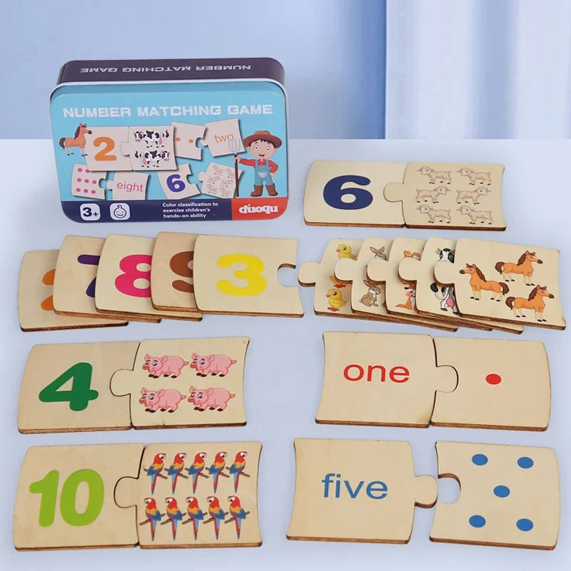 Number Wooden Matching Puzzle Toys for Baby Early Education Gift
