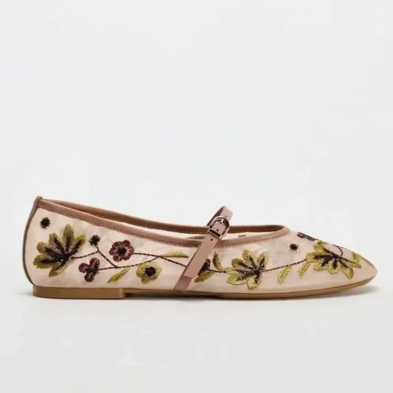 Womens Breathable Ballet Flats - Mary Jane, Mesh, Summer