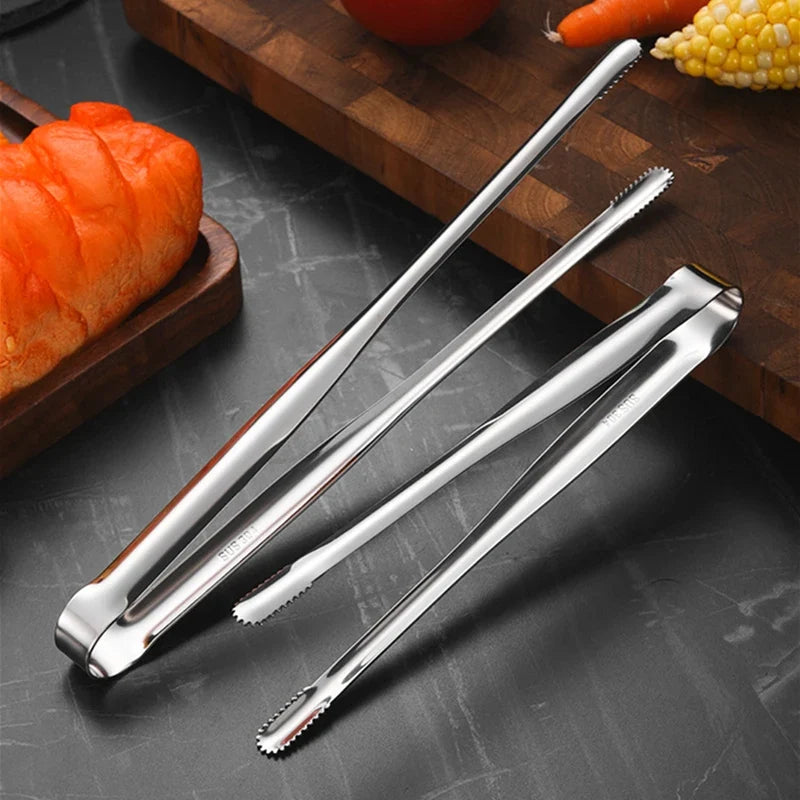 Kitchen & Outdoor 2026 – Stainless Steel BBQ Tongs Anti-Slip Heat Resistant Grill Food Clip