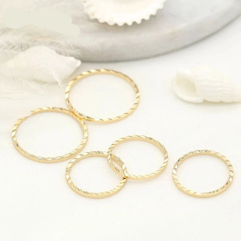 Gold 14K Plated Brass Jewelry Ring Connectors Pack 10Pc