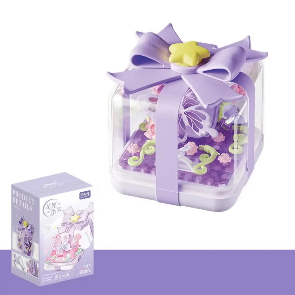 Building Plastic Block Flower Ring Box - DIY Decoration for Kids, Safe ABS Material