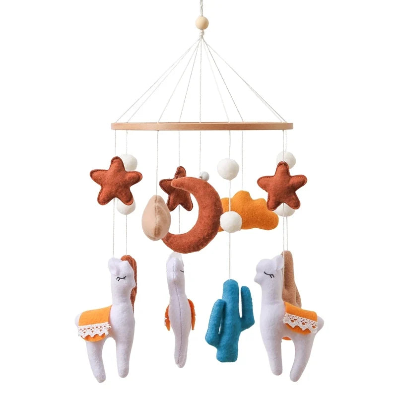 Crib Wooden Mobile Felt Bear Musical Newborn Sensory Toys