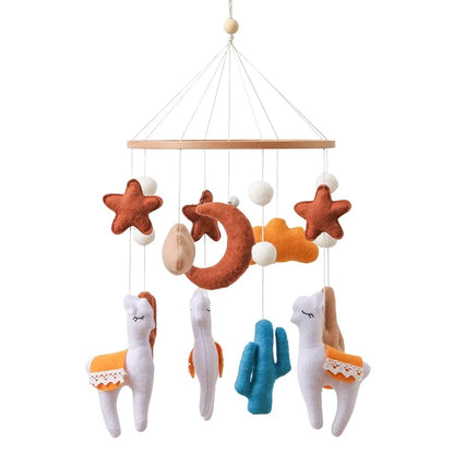 Crib Wooden Mobile Felt Bear Musical Newborn Sensory Toys