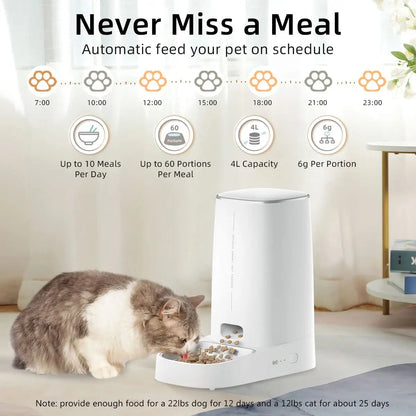 Cat Automatic Feeder Smart WiFi Dispenser 4L Remote Control For Cats Dogs Dry Food Accessories