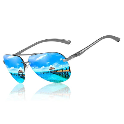 Men's Aviator Sunglasses Metal Frame Mirror Lens Driving Glasses
