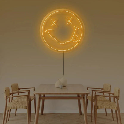 Neon LED Sign 35cm USB Powered Smile Face Wall Hanging Night Light Bedroom Decor Fall 2025 Gift